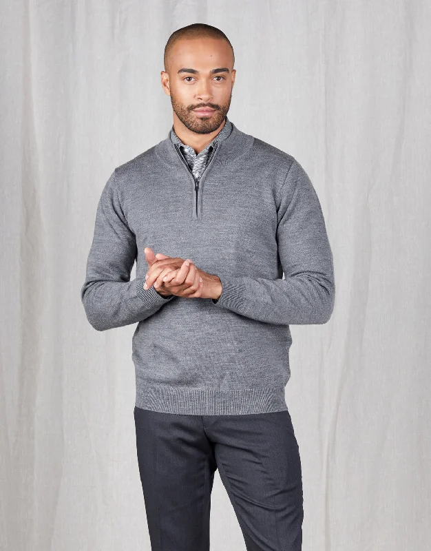 Mataura Grey 1/4 Zip Jersey Earthy Men's Sustainable 