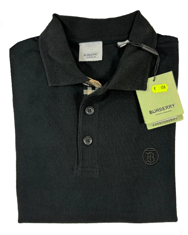 Burberry Men Polo Shirt Eddie Black Cottontail  XL SALE Sophisticated Men's French