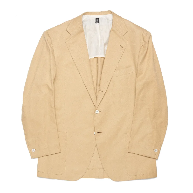 RUBINACCI LH Hand Made Bespoke Beige Cotton Blazer Jacket EU 52 NEW US 42 Traditional Men's Wool