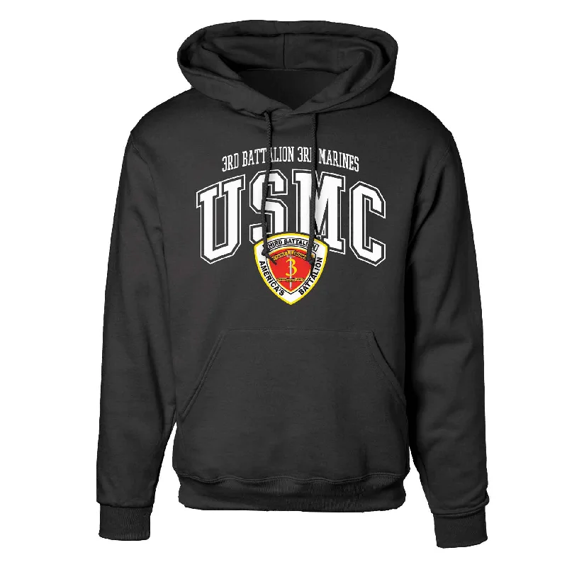 3rd Battalion 3rd Marines Arched Hoodie Minimalist Men's Casual 