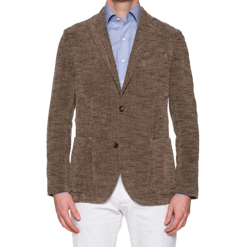 BOGLIOLI "K.Jacket" Gray Herringbone Tweed Cotton Unlined Jacket EU 50 NEW US 40 Polished Men's Silk