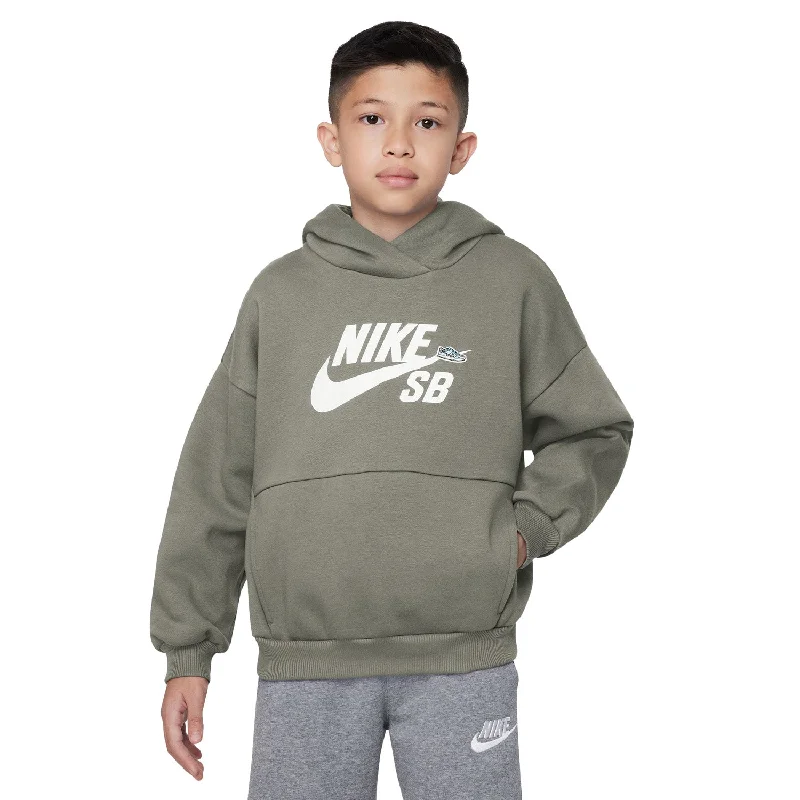 Nike SB Kid's Icon Fleece EasyOn Hoodie Dark Stucco/White Refined Men's Hand