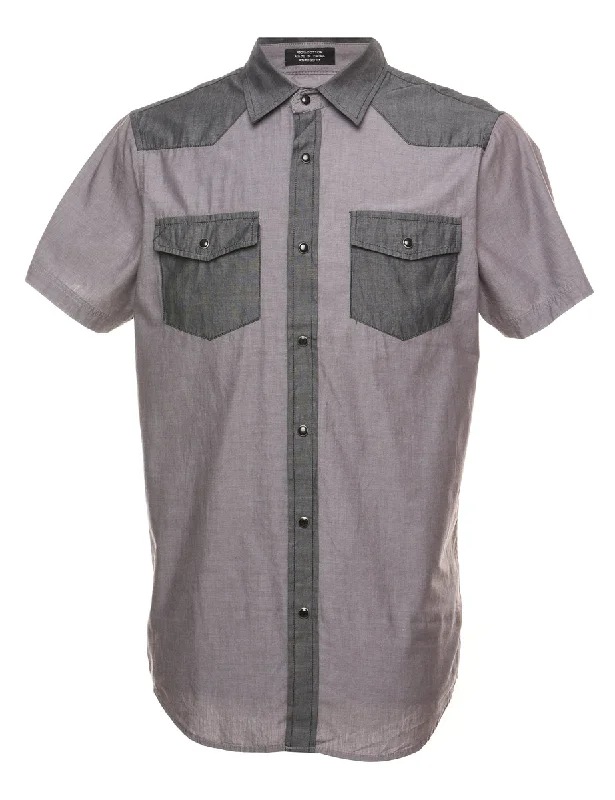 Grey Short Sleeve Western Shirt - M Tough Men's Tactical