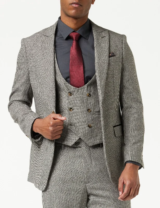 HERVE – GREY HOUNDSTOOTH TWEED BLAZER Sporty Men's Athleisure 