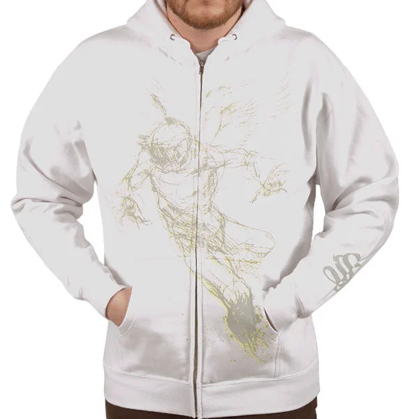 Strhess Clothing "Falling Feather White Hoodie" Zip Hoodie Sleek Men's Metallic