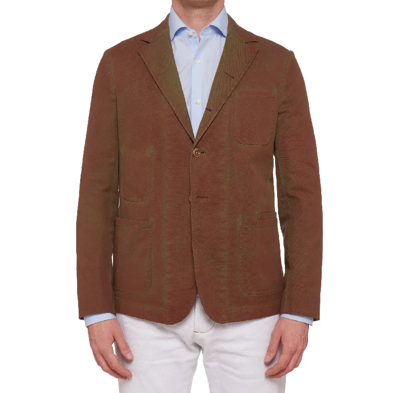 BOGLIOLI Galleria Brown Garment Dyed Waxed Cotton 4 Button Jacket 50 NEW US 40 Laid