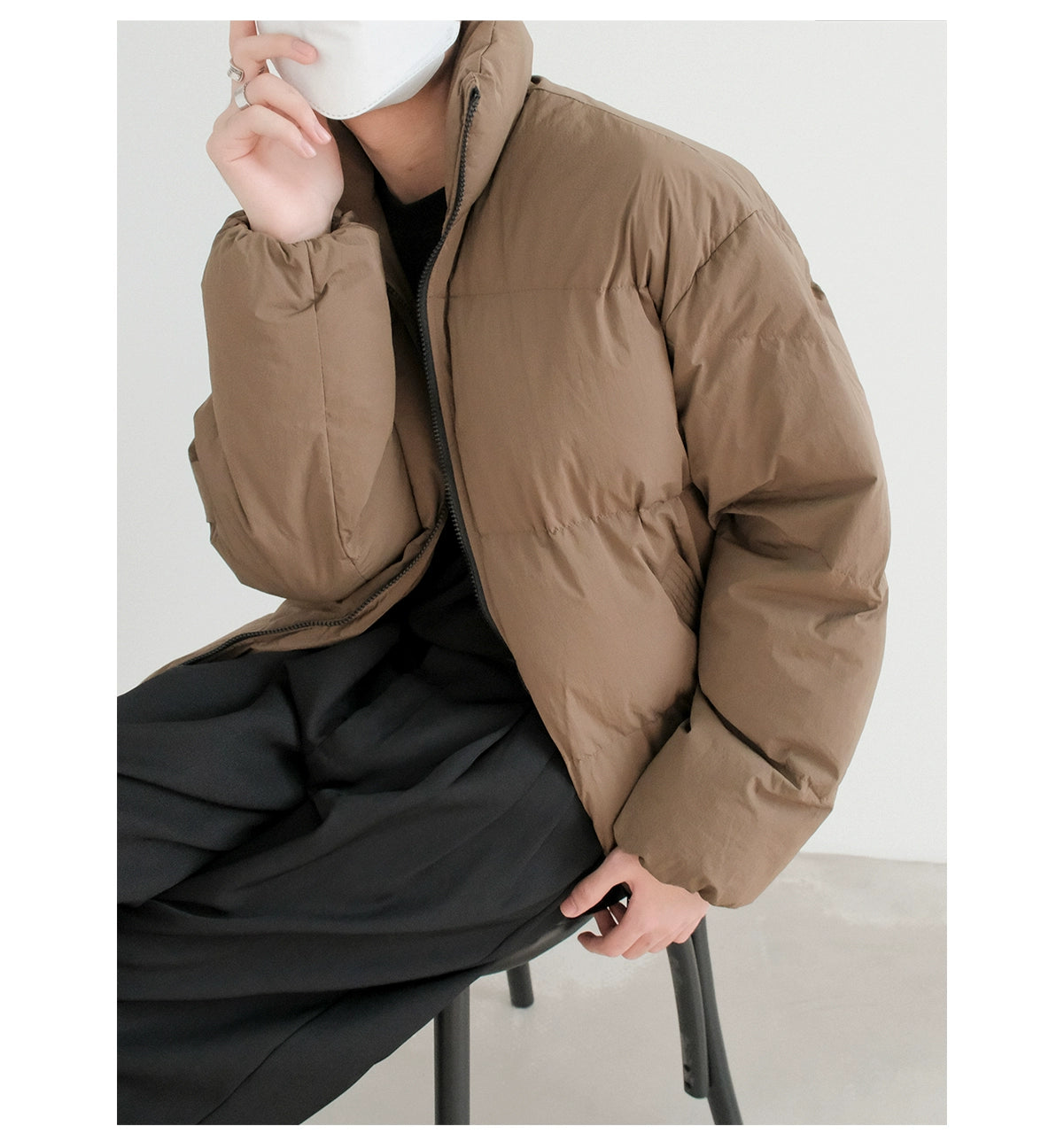 Insulated Jacket with Stand-Up Collar Sleek Men's Contemporary 