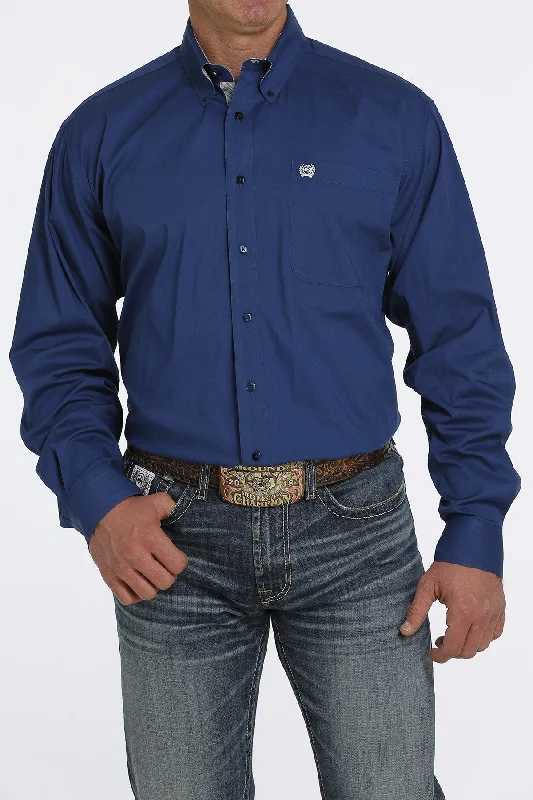 Cinch Men’s Royal Blue Solid Shirt Preppy Men's College