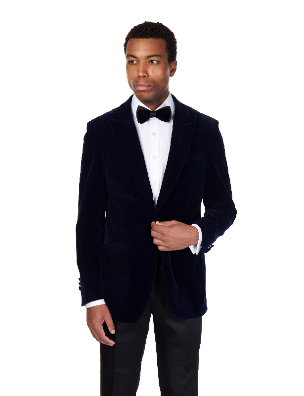 STAN – NAVY VELVET TUXEDO SMOKING JACKET Elegant Men's Cashmere