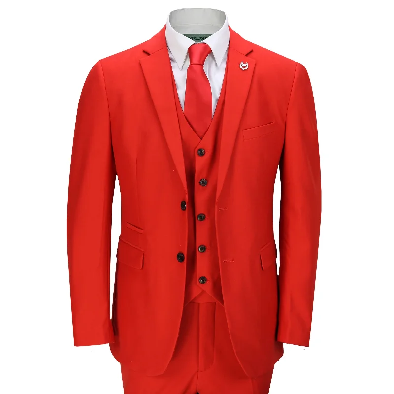 JROSS - RED FORMAL JACKET & WAISTCOAT Bold Men's Statement