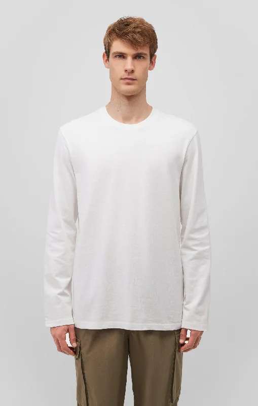 LONG SLEEVE CREW NECK T-SHIRT IN ANTIQUE WHITE Elegant Men's Cashmere