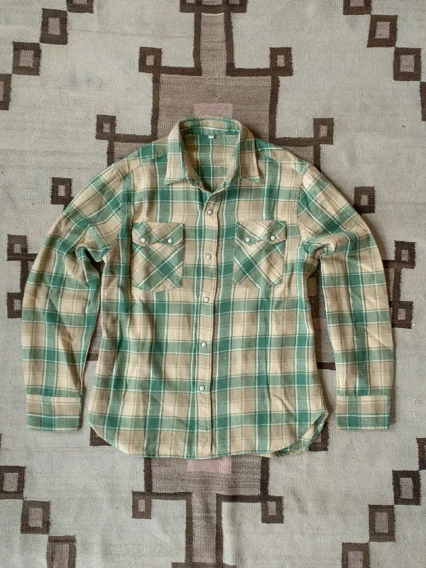 Washed Flannel Pearlsnap Shirt - San Luis Valley Hearth Plaid Trendy Men's Scandinavian