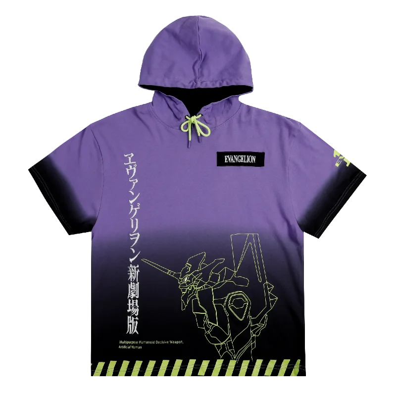 Eva Unit-01 Gradient Short Sleeve Hoodie Traditional Men's Country