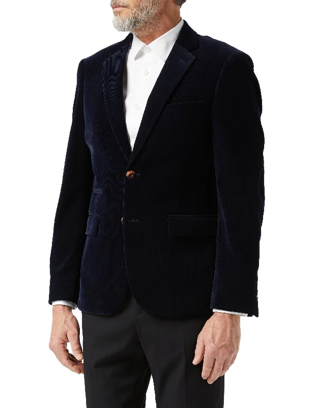 MATTHEW - Navy Blue Corduroy Blazer Jacket Sophisticated Men's French