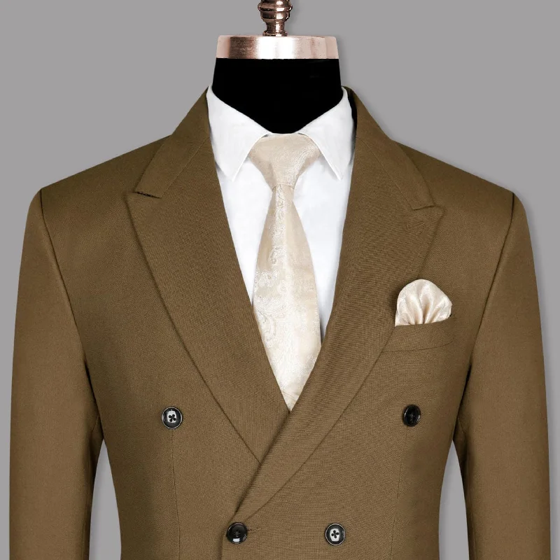 Soil Brown Wool Rich Double Breasted Blazer Bold Men's Statement