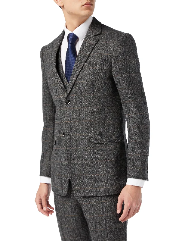 TWEED CHECK HERRINGBONE GREY JACKET Casual Men's Japanese 