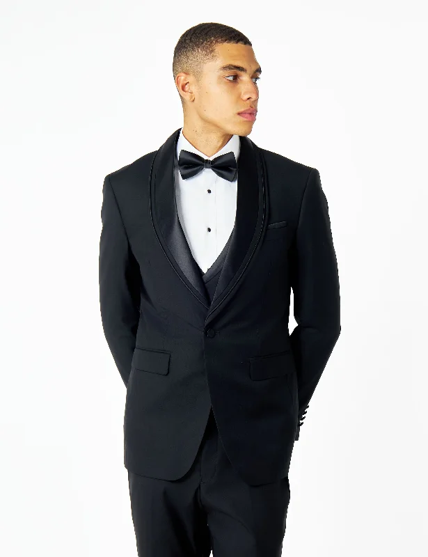 GREG – BLACK TAILORED TUXEDO WEDDING JACKET Earthy Men's Hemp