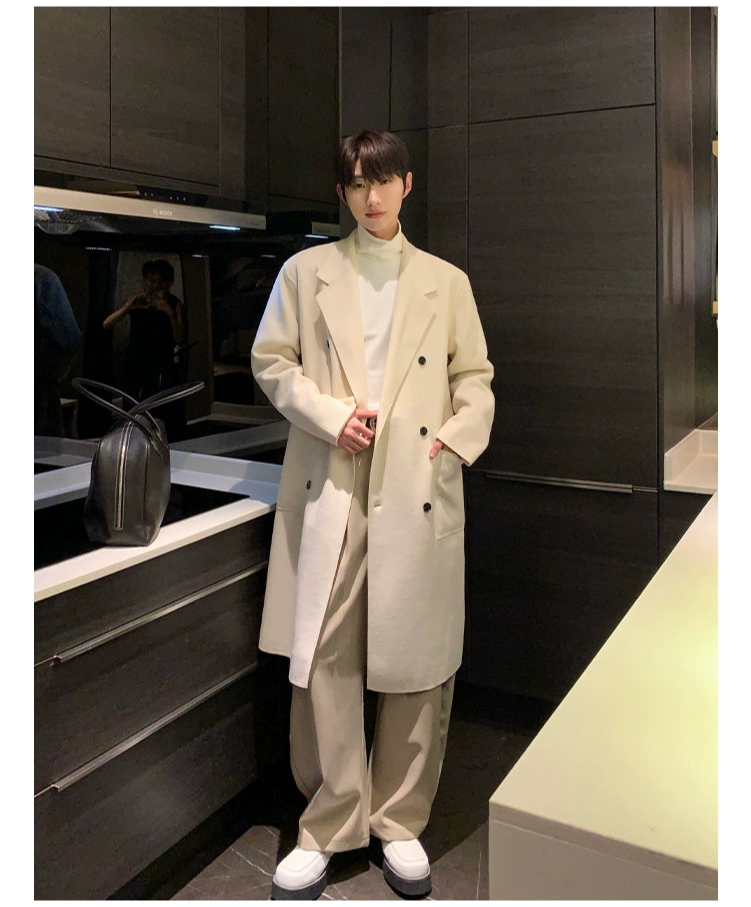 Double-Sided Wool Lapel Coat Elegant Men's Cashmere