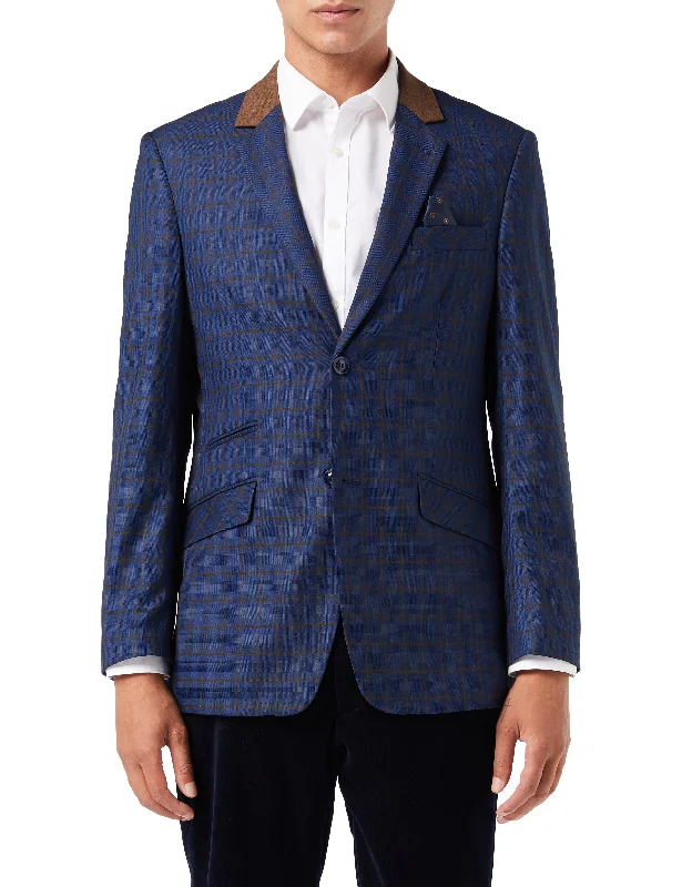 FALCO – Windowpane Check Tan on Navy Blazer Modern Men's 