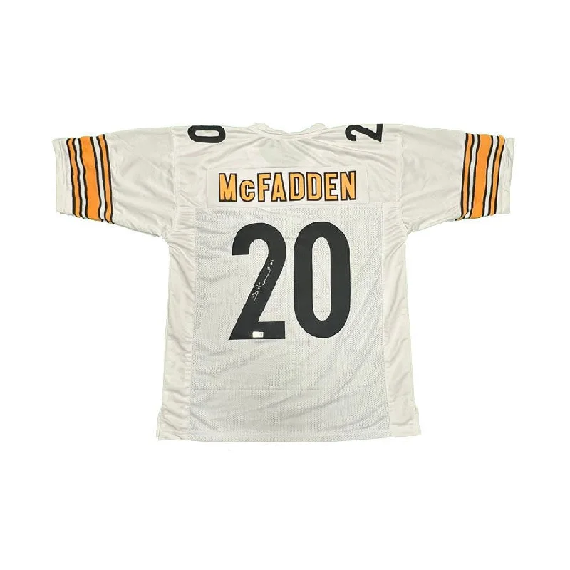 Bryant McFadden Signed Custom White Away Football Jersey Laid