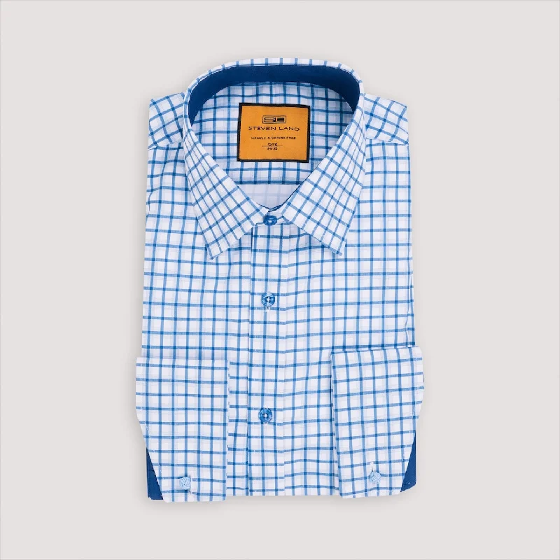 The Wide Plaid Dress Shirt | Classic Collar with Interior Contrast | Angled French Cuff Sophisticated Men's French