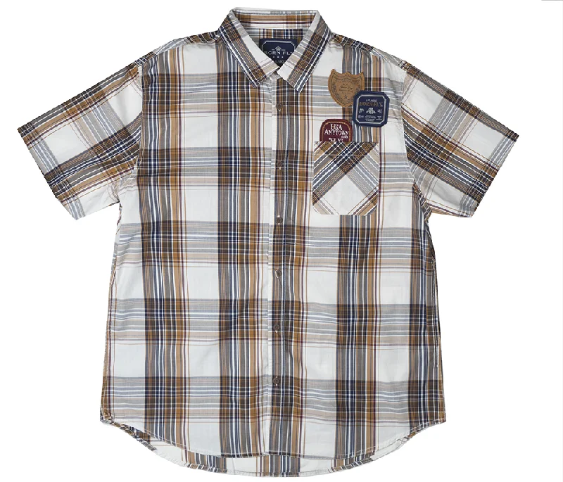 BORN FLY S/S PLAID BUTTON DOWN BROWN - 1611W9865BT Adventure