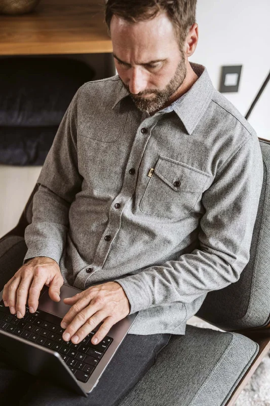 Gunnison Wool-Blend Solid Flannel Shirt | Heather Gray Dapper Men's 1920S