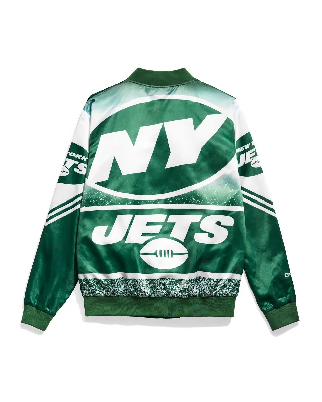 New York Jets Logo Fanimation Satin Jacket Artistic Men's Hand