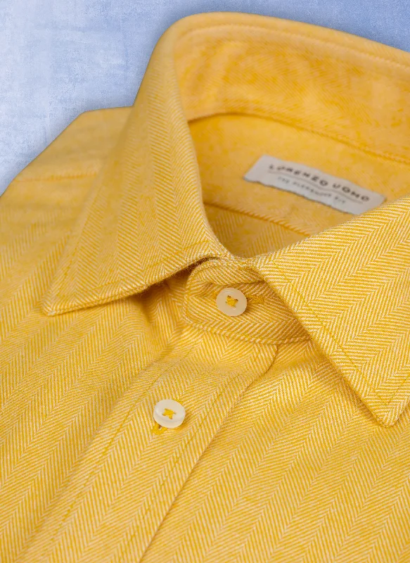 Alexander Sport Shirt in Solid Yellow Herringbone Tough Men's Tactical