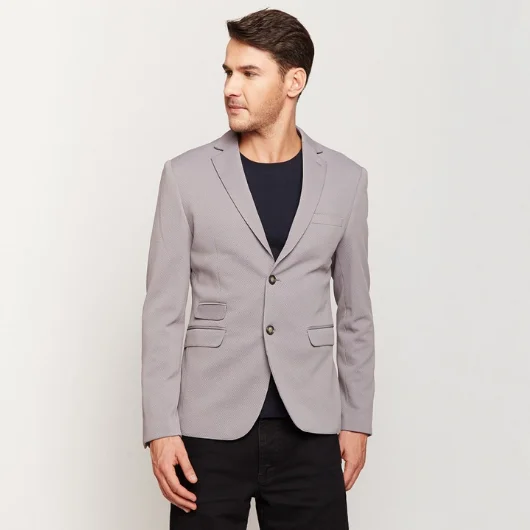 Light Grey Knit Blazer Youthful Men's Pop