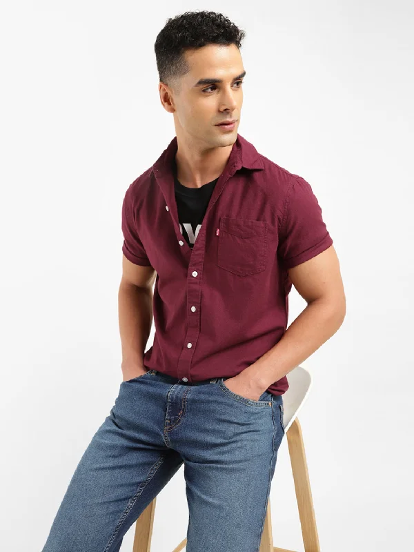 Men's Solid Slim Fit Shirt Artistic Men's Hand