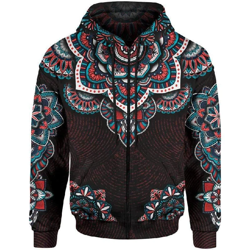 Royal Mandala Zip Hoodie Refined Men's Hand