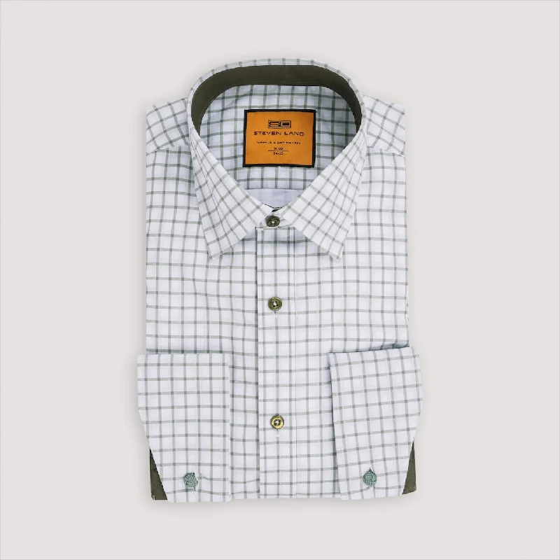 The Wide Plaid Dress Shirt | Classic Collar with Interior Contrast | Angled French Cuff Minimalist Men's Casual 