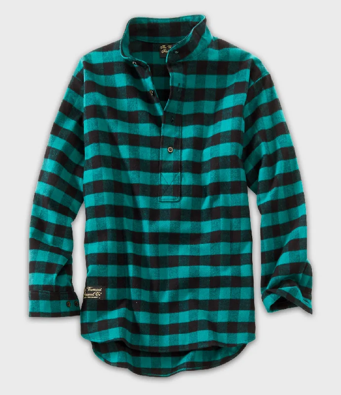 Henley Flannel Shirt - Green Buffalo Sophisticated Men's French