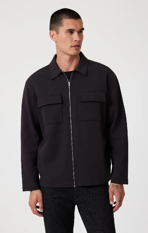 DOUBLE POCKET ZIP-UP JACKET IN BLACK Beach