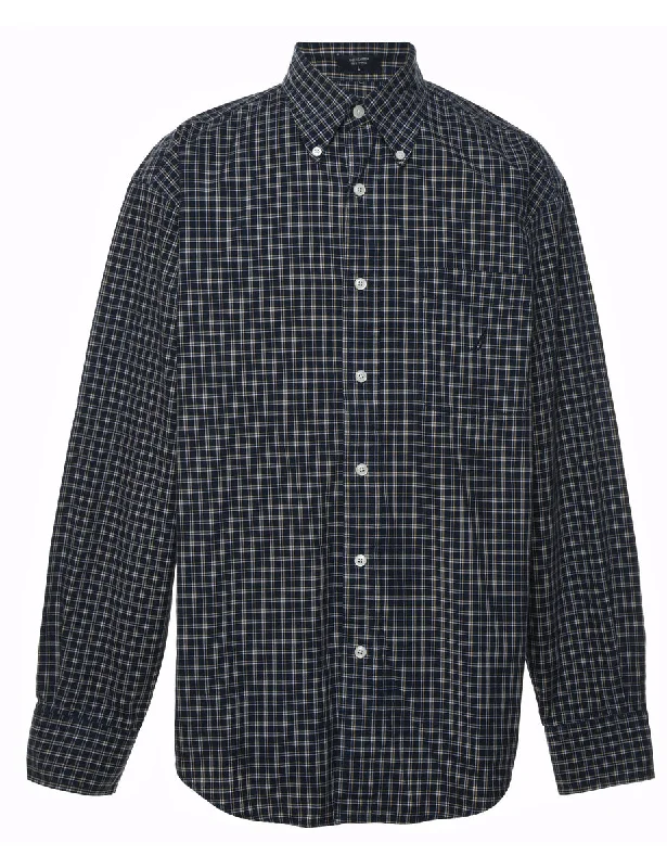 Nautica Black Checked Shirt - L Traditional Men's Wool