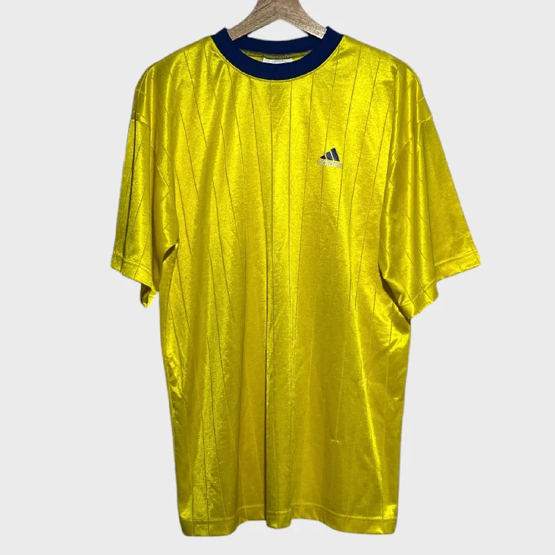 Vintage 1990s adidas Yellow Soccer Jersey L Cool Men's Distressed