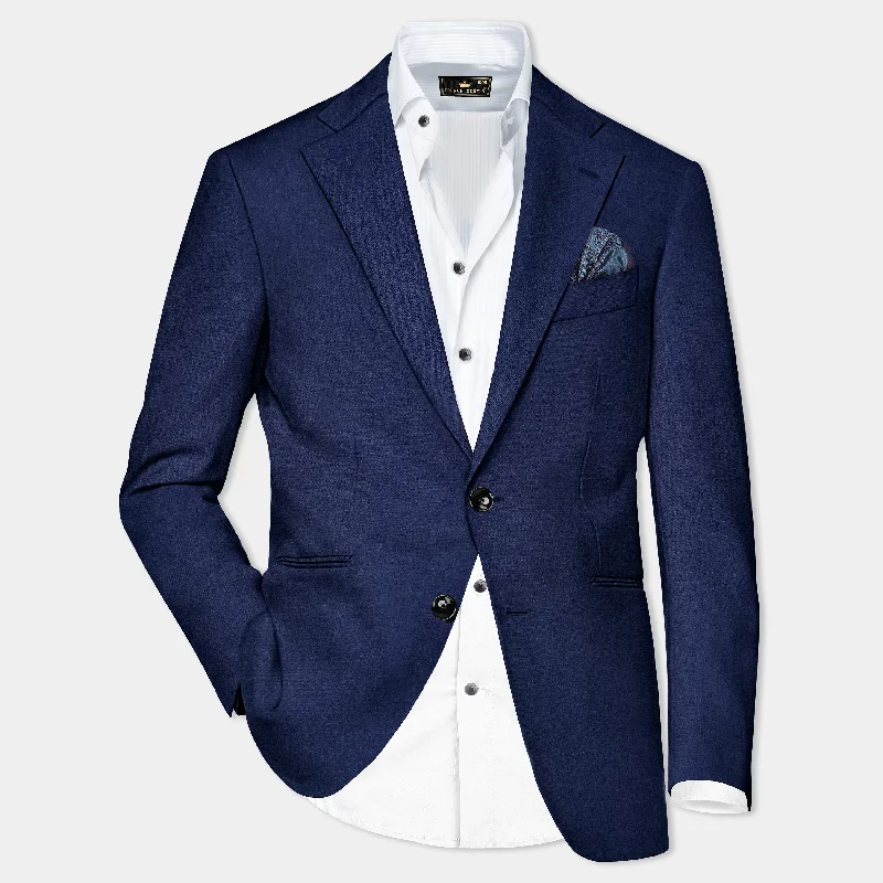 Navy Subtle Pinstriped Premium Cotton Sport Blazer Sporty Men's Athleisure 