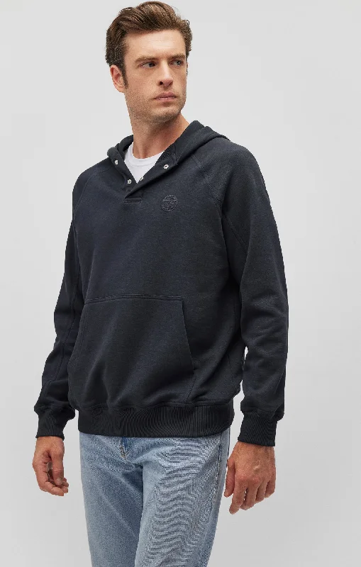 BUTTON PLACKET HOODIE IN BLUE GRAPHITE Casual Men's Short