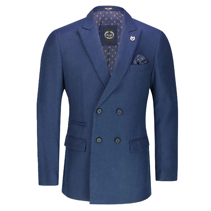 MARCO - DOUBLE BREASTED NAVY TWEED JACKET Elegant Men's Cashmere