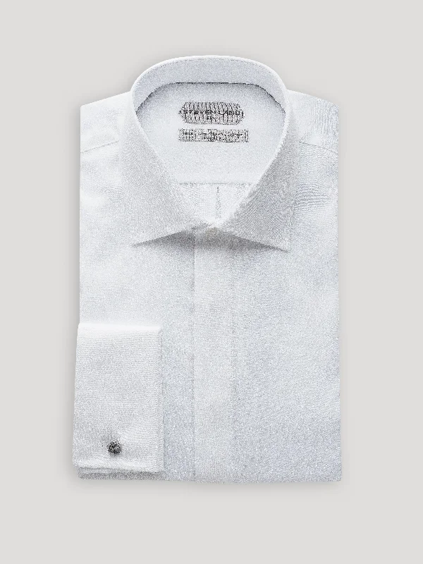 The Opulence Dress Shirt | Elite Collection | French Cuff | Double Woven Cotton | White Monochromatic Office Style