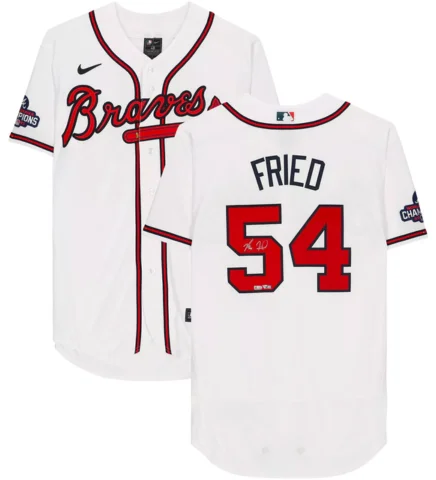 Max Fried Autographed Braves Nike Authentic Jersey w/ 2021 World Series Patch Elegant Men's Cashmere