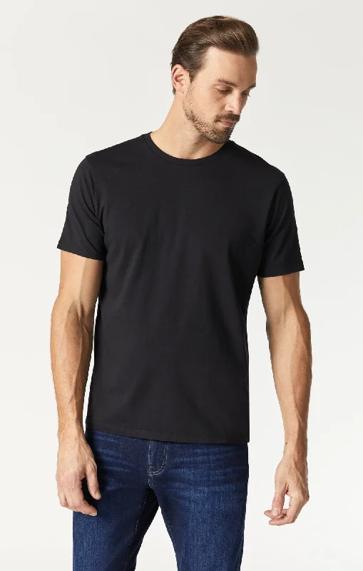 BASIC CREW NECK T-SHIRT IN BLACK Cool Men's Distressed