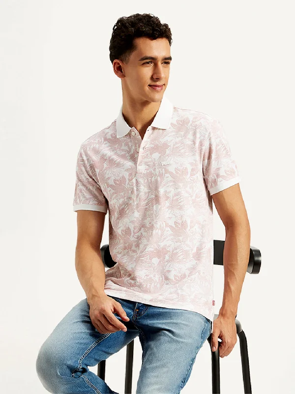 Men's Floral Print Slim Fit Polo T-Shirt Cool Men's Skate