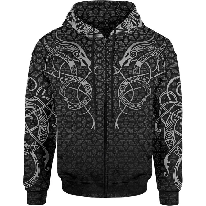 World Serpent Zip Hoodie Minimalist Men's Casual 