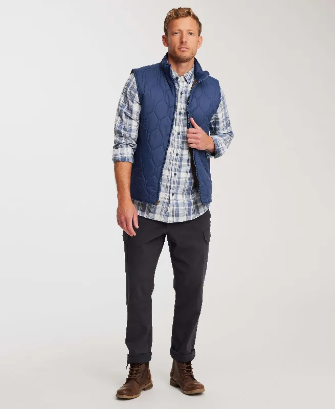 Long Sleeve Burnout Flannel In Grey Blue Earthy Men's Sustainable 