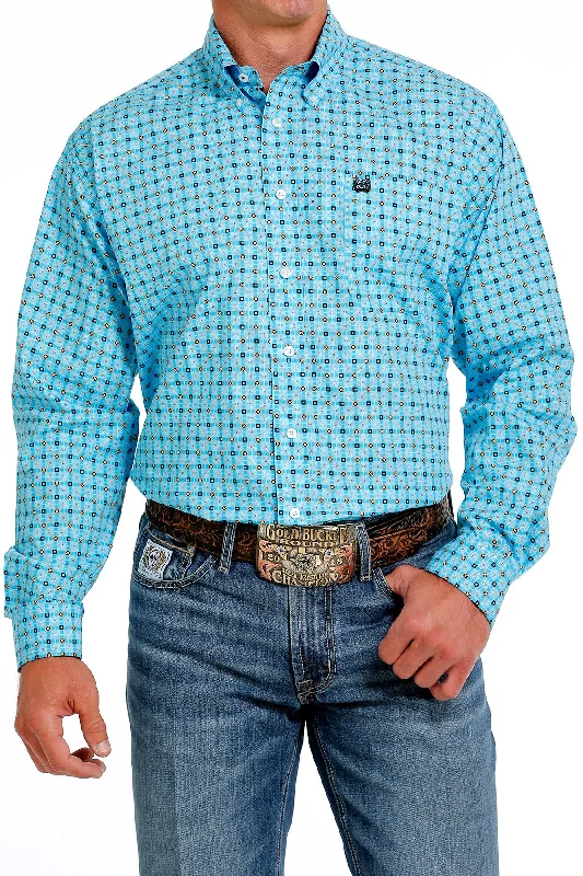 Clinch Men’s Turquoise Geo Print Shirt Hip Men's Urban