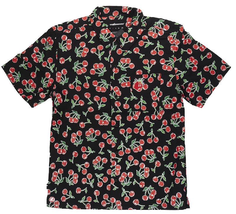 THE HUNDREDS CHERRIES BUTTON DOWN BLACK - L22F108006 Monochromatic Office Style