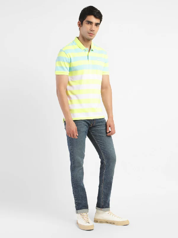 Men's Colorblock Polo T-shirt Yellow Modern Men's Tech