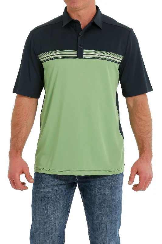 Cinch Men’s Arena Flex Navy & Green Polo Sleek Men's Contemporary 